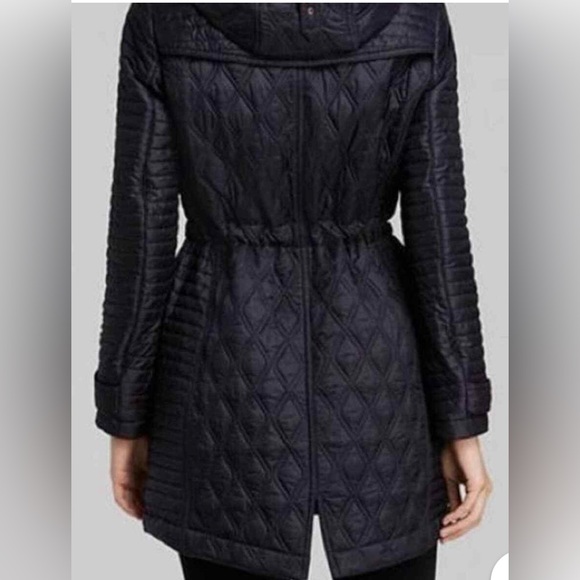 BURBERRY BRIT Womens Quilted Patchwork Puffer Jacket Coat Navy Blue, Small - Picture 2 of 16